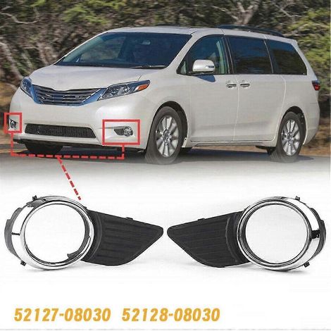 paire de grilles chromées de protection pour feux antibrouillard avant de pare-chocs pour Toyota Sienna Base/XLE/LE 2011-2017 52127