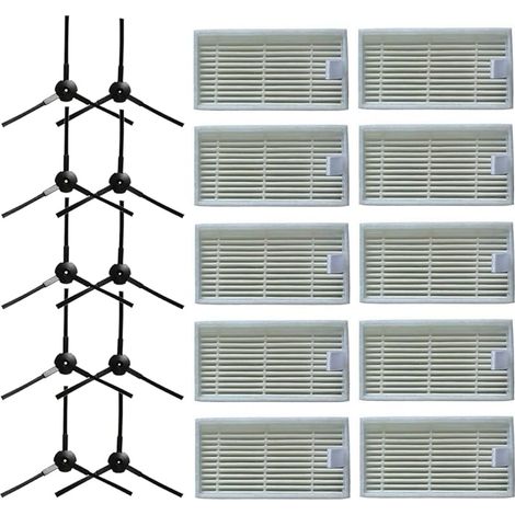 10 brosses latérales + 10 filtres HEPA pour aspirateur robotique Lidl SilverCrest SSR 3000 A1 (1/5)