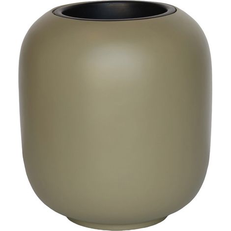 Pot de Fleurs Lampang en Fiberstone Gris Galet avec Pot Intérieur Amovible Intérieur et Extérieur - PANGIVO