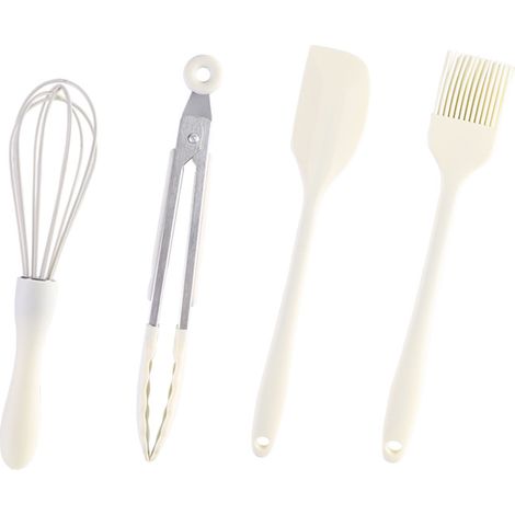 4-teiliges Silikon-Backmischer-Set – Inklusive Schneebesen, Lebensmittelclip, Schaber und Pinsel, hitzebeständig und spülmaschinengeeignet (1/5)