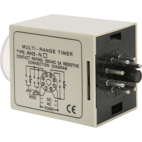 Einstellbares Mini-Zeitrelais, Modus A und B, mehrere Zeiteinstellungen, AH3, normalerweise geschlossen, AC 220 V, 50/60 Hz