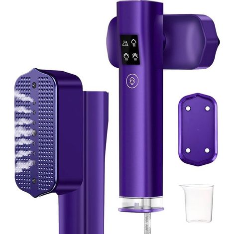 Plancha de vapor portátil 2 en 1，1200 W，4 modos de planchado，calentamiento rápido en 15 segundos，para llevar de viaje y para el hogar (morado) (1/5)