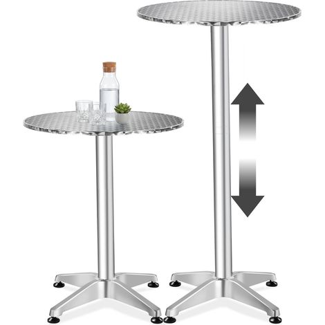 Table de bistrot aluminium réglable, finition, argent 67x67x70-110cm (1/5)