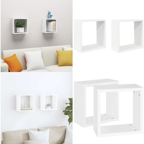 Étagères cube murales 2 pcs Blanc 30x15x30 cm - Etagere Murale - Étagères Cubes - Rangement Mural - Décoration Murale - Meuble Blanc - Home & Living (1/5)