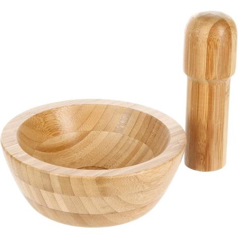 Mortier et pilon en bambou de 11 cm de diamètre – Livraison gratuite, design élégant et écologique (1/4)