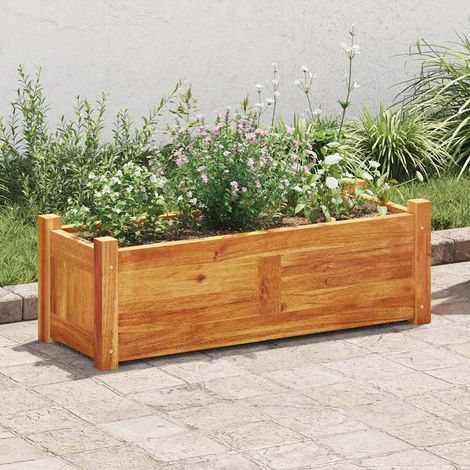 Jardinière, Pot de Fleurs d'extérieur, Lit surélevé de jardin Bois d'acacia 76x27,6x25 cm OIB4697E (1/5)