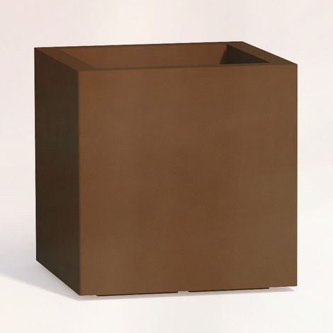 Maceta cuadrada de resina h 40 mod. Cube 40x40 cm Bronce