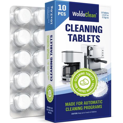 10x Pastilles de Nettoyage Machine à Café - Idéal pour le Programme Automatique & l'Entretien, Élimine les Huiles de Café (1/5)