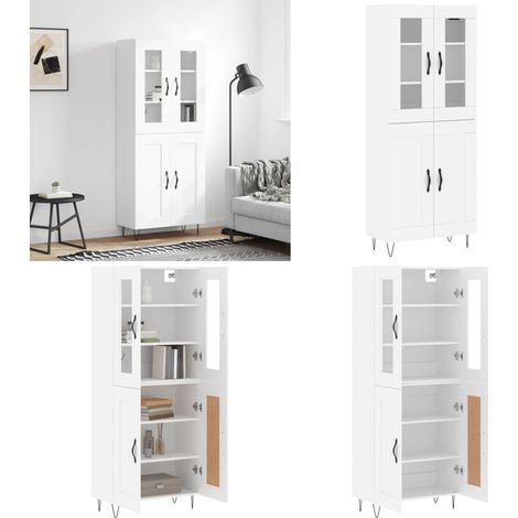 Highboard Weiß 69,5x34x180 cm Holzwerkstoff - Holzwerkstoff - Schrank (1/5)