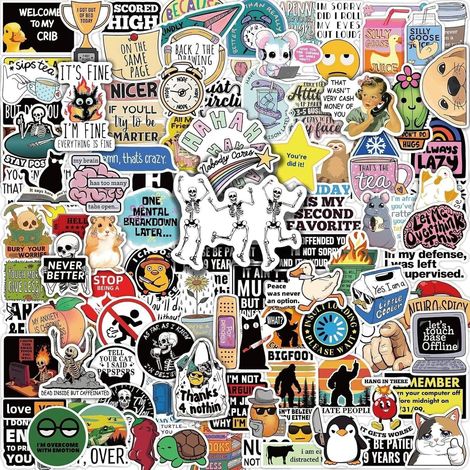 Lot de 150 Autocollants Autocollant Stickers Vinyle Imperméables, Valises Stickers pour Skateboard, Scrapbooking Aesthetic, Ordinateurs Portables, Voitures, La Tasse, Téléphone, Aléatoire (1/5)
