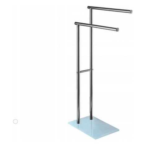 Piantana portasciugamani 2 bracci in acciaio cromato con base in vetro Art.59967