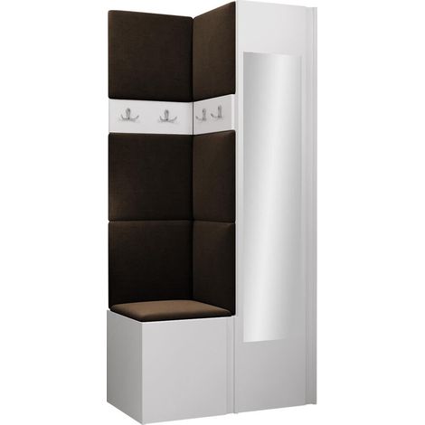 Meuble d'entrée Pinis XXV, Blanc, 186x82x46cm, Disponible, Tissu, Stratifié, À poser, Murale