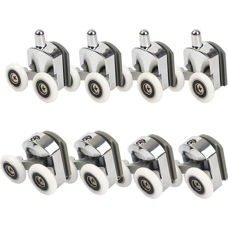 Roulettes de porte de douche, Roulettes de porte de douche 23mm Roulettes de curseur Poulies 8PCS Diamètre de la porte de douche Haut Bas Pièces de rechange de salle de bain