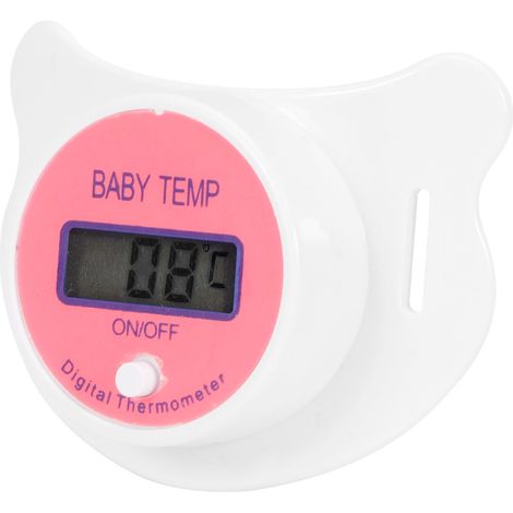 Thermomètre pour bébé avec tétine buccale en forme de mamelon, thermomètre apaisant avec écran LCD pour nouveau-né, rose, degrés Celsius (1/5)