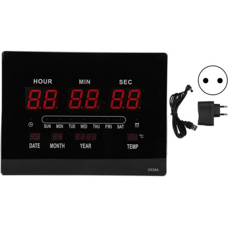 Horloge Murale Numerique - Calendrier Perpetuel - Affichage Temperature Et Date - Alimentation UE 100-240 V - 1 Unite (1/5)