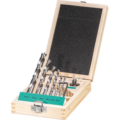 Fortis Holzspiralbohrer Satz HSS 7-tlg. 4,5,6,8,10,12 mm und 1 HW-Versenker (1/2)
