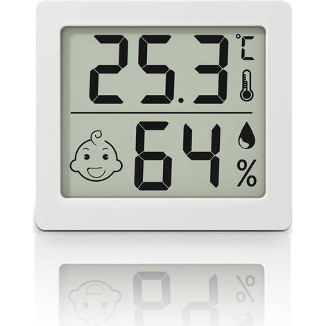 1 pouces pour l'intérieur(blanc) – Thermomètre et hygromètre électronique ultra-mince à écran large (1/5)