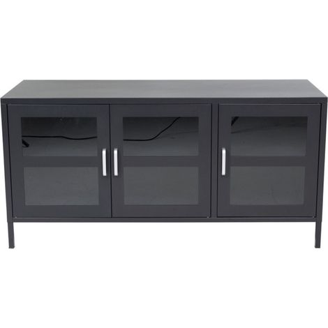 Meuble TV 3 Portes "Acero" 120cm Noir (1/5)