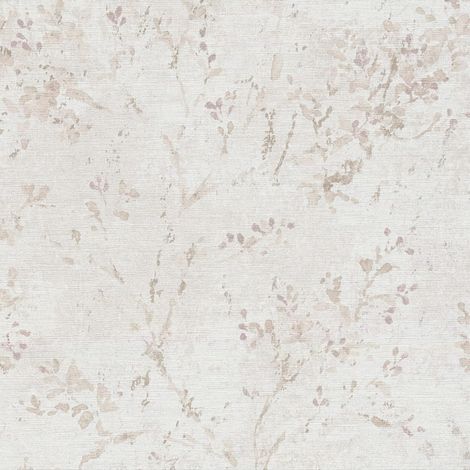Empapelado estilo country Profhome 396503 papel pintado vinílico estampado en caliente tejido non tejido ligeramente texturado con ornamentos florales mate gris beige púrpura 5,33 m2