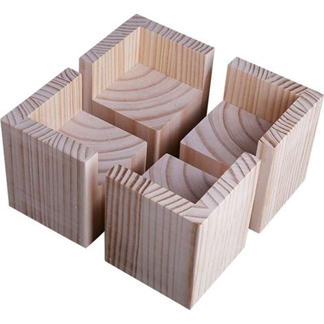 Lot de 4 Pieds Rehausseurs en Bois pour Meubles Bureau Table Lit Élévateurs 5x5x5 cm (1/4)