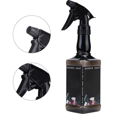 Vaporisateur à eau pour coiffure, 2 bouteilles pulvérisation salon professionnel (Noir transparent) (1/5)