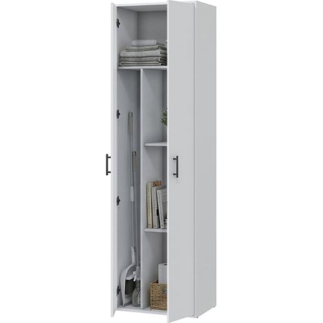 Armario Multiuso 2 Puertas Strevi, 2 Estantes, 40x206h cm Blanco