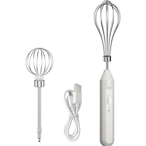 Batteur À Oeufs Électrique Sans Fil - 3 Vitesses - Séparateur À Oeufs - Fouets Double Fil - Blanc - 1 Pièce (1/5)