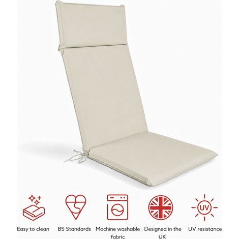 SP High Back Recliner Pad Cushion - L116 x W49 x H6 cm - Natural