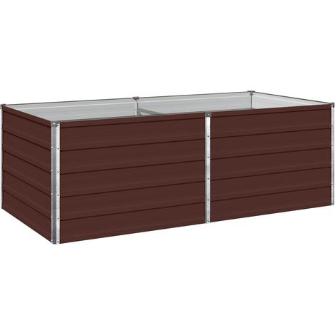 Lit de jardin surélevé carré potager pour légumes et fleurs acier marron 160 x 80 x 55 cm (1/5)