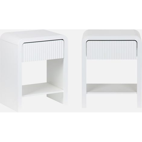 Mesita de noche efecto madera acanalada, set de 2