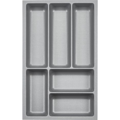 ORGA-BOX 3 Besteckeinsätze Tiefe 473 mm silbergrau Schubladeneinsätze Breite 291 mm für Schubladen 400 mm