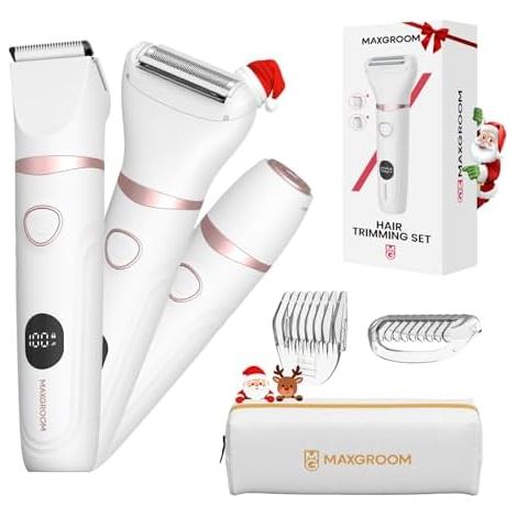 Rasoir Electrique Femme, 3 en 1 Tondeuse Intime Femme Humide/Sec, Électrique avec Affichage LED, Lame Céramique & 4 Peines, Épilateur pour Visage, Maillot, Aisselles, Jambes Blanc - (1/5)