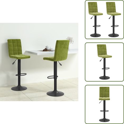 vidaXL Tabourets de bar lot de 2 vert clair velours (1/5)