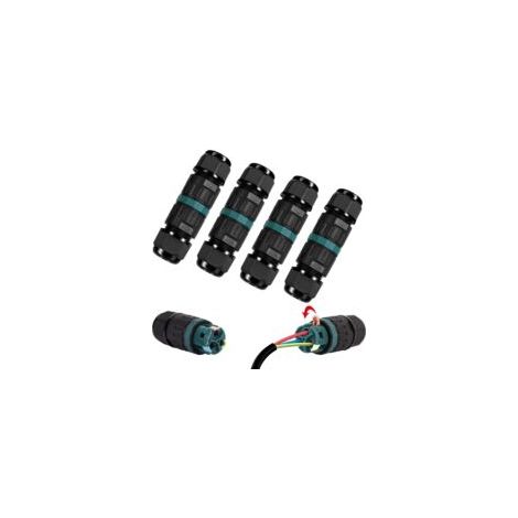 Paquete de 4 conectores eléctricos impermeables IP68 - Conector de 3 pines para cables de 9-12 mm de diámetro, caja de conexiones para exteriores, jardín y uso subterráneo. - Crezuo