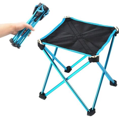Taburete plegable grande azul para exteriores, taburete plegable de aleación de aluminio, taburete de camping, adecuado para acampar al aire libre, viajes, pesca, barbacoa, portátil (1/4)