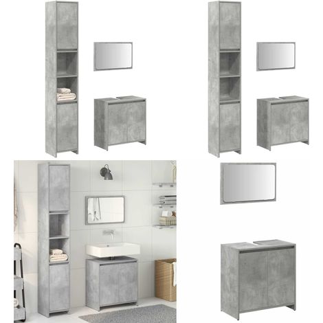 vidaXL 3-tlg. Badmöbel-Set Betongrau Holzwerkstoff (1/5)