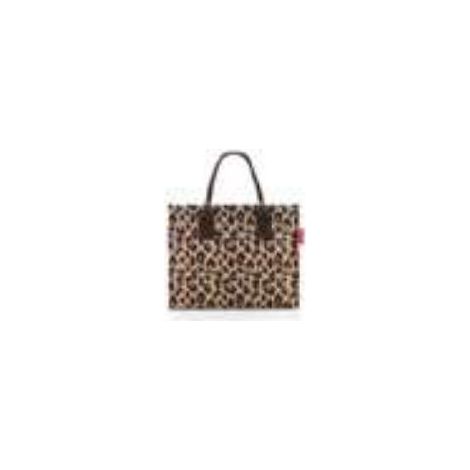 Reisenthel DN6048 daily shopper Borsa tote in poliestere riciclato con base pieghevole e stampa leopardata colore Marrone