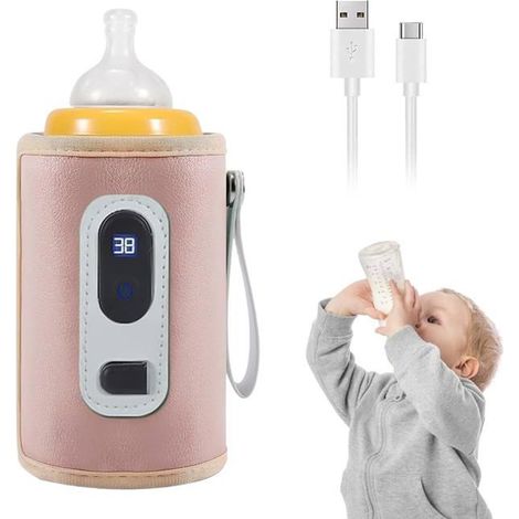 1 Chauffe-biberon USB,écran LCD,température réglable 38-55°C,isolation 24h,pour voyage et poussette
