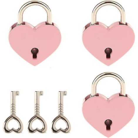 Petit cadenas en métal en forme de cœur, mini-cadenas avec clé pour bijoux (1/5)