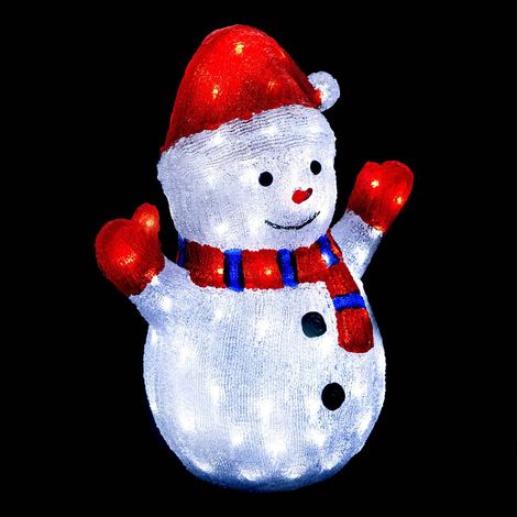 Pupazzo di neve illuminato da esterno h48cm 90 led con pannello solare - Feeric lights & christmas