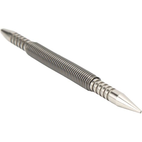 Poinçon à double tête en acier carbone haute dureté, conception à ressort sans marteau, compact, pour bois, métal et verre, tête de poinçonnage 3/16in et tête d’agrafeuse 1/16in. (1/5)