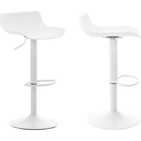 Set di 2 sgabelli da bar con gamba a tromba in stile moderno e poggiapiedi regolabile in altezza in plastica e metallo bianco 100000311