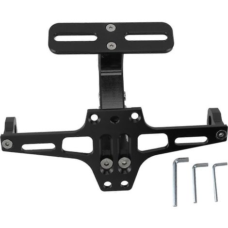 Support de plaque d'immatriculation moto en alliage d'aluminium CNC, universel et réglable, noir (1/5)
