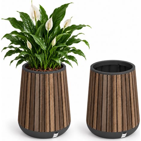 Keter Conical Plantar Vaso per Piante Fioriera per Fiori Marrone Resiste UV (1/5)