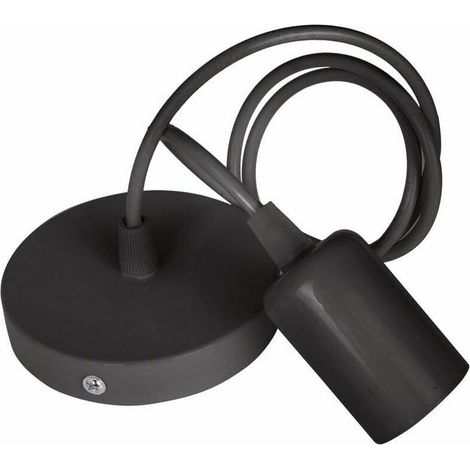 Lampadario a sospensione con attacco Edison E27, lampada da soffitto retrò, 1 testa, illuminazione fai da te per cucina, sala da pranzo, soggiorno, camera da letto, ristorante, bar - Nero - Nero