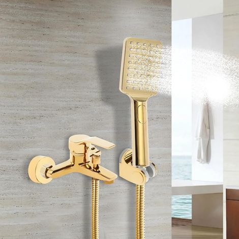 Robinet de douche de baignoire avec douchette, robinet de baignoire à double commande, ensemble de douche avec support de douche et tuyau de douche, pour douche de salle de bain, rinçage des animaux (1/5)