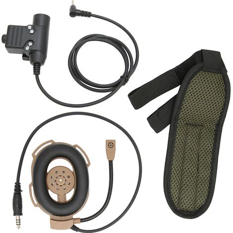 Casque militaire HD01 avec micro U94 PTT pour radios Yaesu VX‑3R, VX‑6R, VX‑7R et autres talkies-walkies, couleur marron.