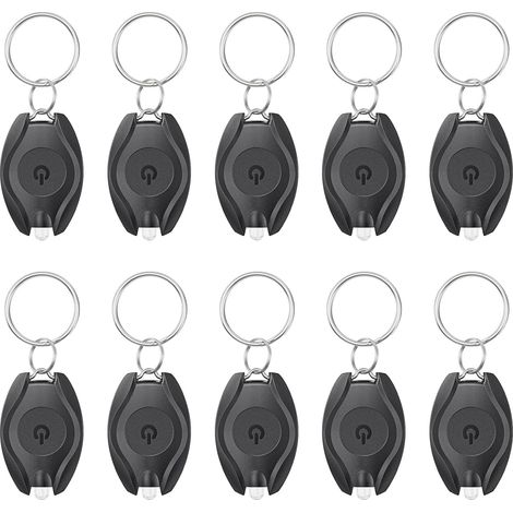 Confezione da 10 portachiavi a LED - Mini portachiavi a LED - 14 lumen - Portatili - Ultra luminosi - Alimentati a batteria - Per escursioni e illuminazione di emergenza [Classe energetica A]