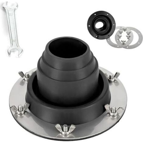 Passe-tuyau de poêle pour tente, four de tente Hot Tent Stove Jack en silicone résistant à la chaleur et base en acier inoxydable, manchon de toit pour réchaud de camping (1/5)