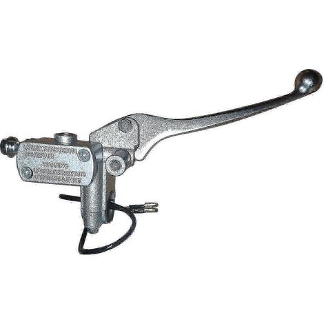 Maître-cylindre de frein hydraulique gauche/droite 7/8" de qualité supérieure pour moto, quad, cyclomoteur, mini-moto (argenté, droit) (1/4)